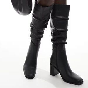 schuh Daria ruched block heeled knee boots in black - SIZE 7